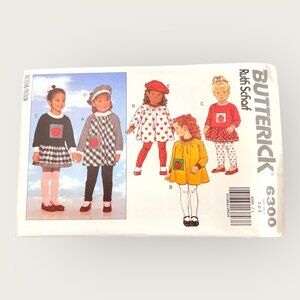 Vintage 1990s Butterick Sewing Pattern 6300 Toddlers Dress Top Leggings Size 1-3